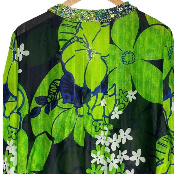LAFAYETTE 148 New York Multi Green Floral Top - Picture 11 of 14